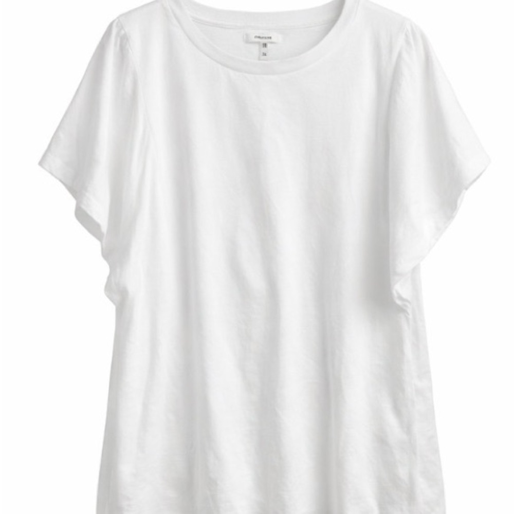 Maurices White Encore 4 Row Hem Sleeve Simple Shoulder Tuck T-shirt